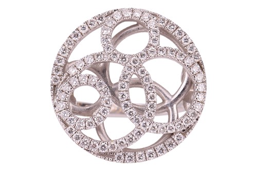 Lot 60 - DeBeers - a diamond-set circular ring in 18ct...