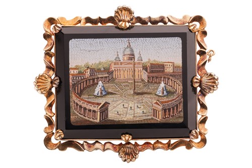Lot 21 - A Grand Tour micromosaic brooch, depicting...