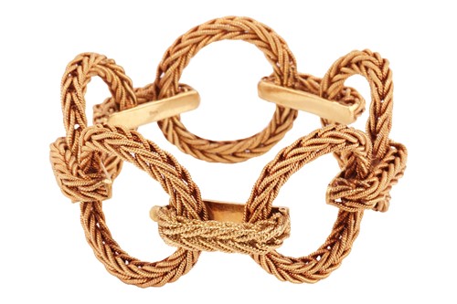 Lot 230 - Asprey & Co - A textured link bracelet in 18ct...