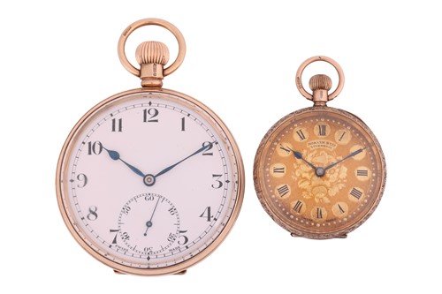 Lot 307 - A 9ct rose gold open-faced pocket watch, the...