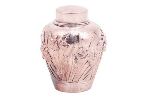Lot 362 - A Japanese embossed baluster tea cannister and...