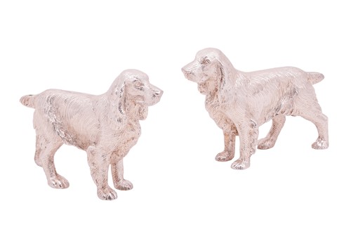 Lot 361 - A pair of silver spaniel figures, by Albert...