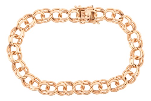 Lot 48 - A fancy link bracelet, in yellow metal marked '...