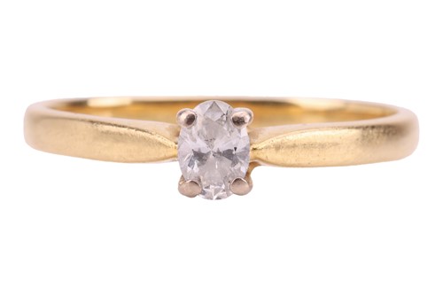 Lot 177 - A diamond solitaire ring, the central oval-cut...