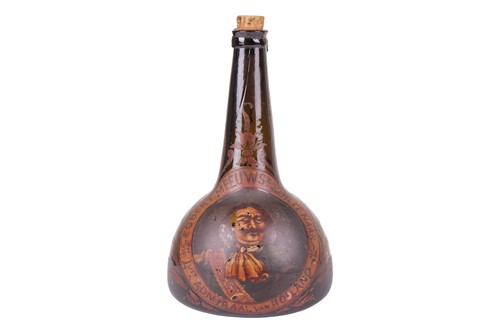 Lot 51 - A Dutch 18th-century green glass wine bottle,...