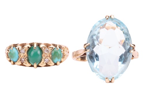 Lot 188 - Two gem-set rings; to include a turquoise and...