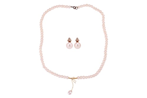 Lot 53 - A cultured pearl necklace with a pair of stud...