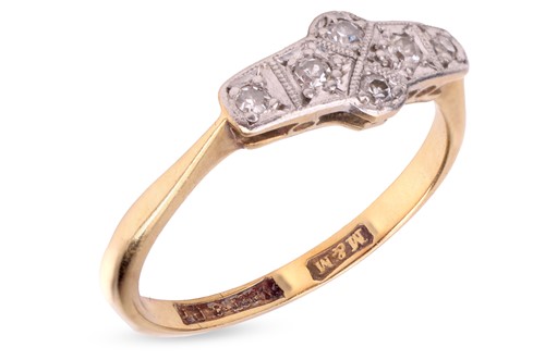 Lot 236 - A diamond-set panel ring, set with seven...