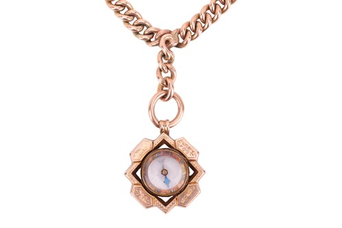 Lot 36 - A 9ct gold Albert chain with compass fob,...