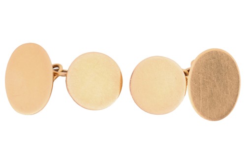 Lot 203 - A pair of cufflinks in 18ct yellow gold, each...