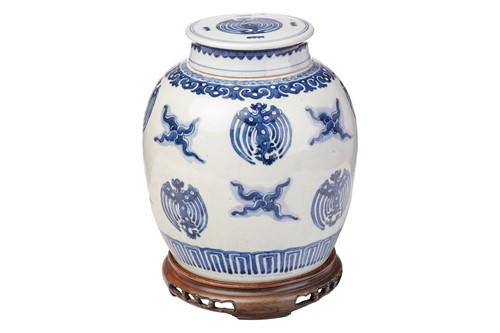 Lot 33 - A Chinese blue and white ginger jar and cover,...