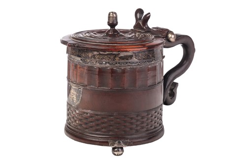 Lot 115 - A rare mid-17th-century engine-turned lignum...