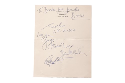 Lot 67 - The Beatles: an autographed page, bearing the...