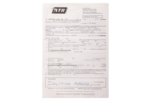 Lot 72 - The Smiths: the original live booking contract...