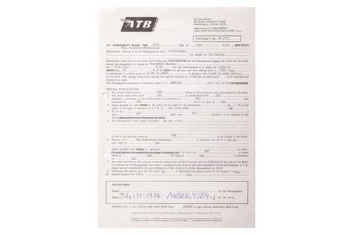 Lot 73 - The Smiths: the original live booking contract...