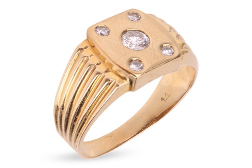 Lot 315 - A diamond-set panel ring, the cushion-shaped...