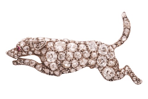 Lot 272 - A Victorian diamond-set greyhound brooch,...