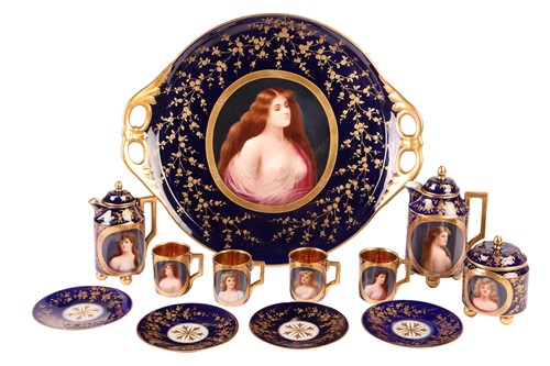 Lot 19 - An Austrian porcelain caberet set, late 19th /...
