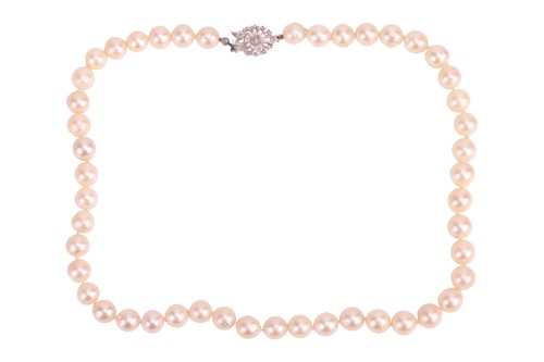 Lot 232 - A cultured Akoya pearl necklace, with a single...