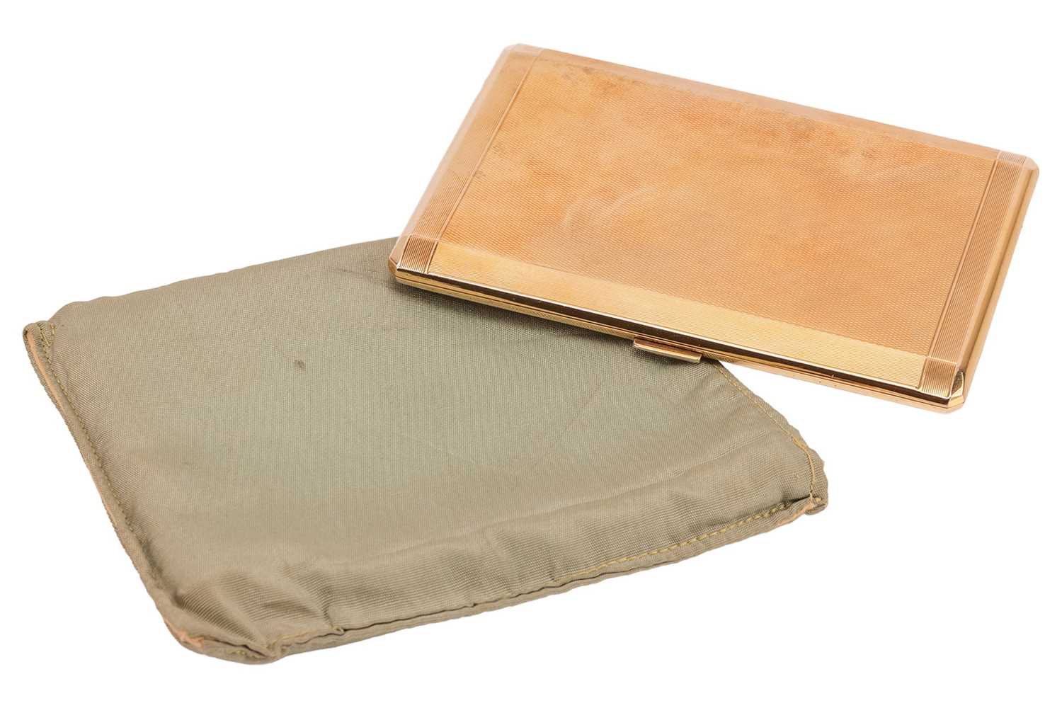 Lot 350 - A cigarette case in 9ct gold, of bevelled...