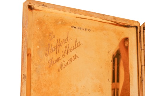 Lot 350 - A cigarette case in 9ct gold, of bevelled...