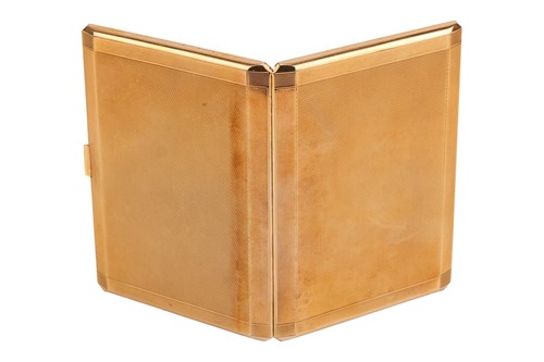Lot 350 - A cigarette case in 9ct gold, of bevelled...
