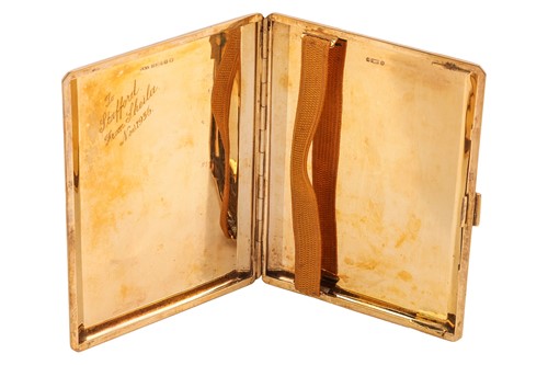 Lot 350 - A cigarette case in 9ct gold, of bevelled...