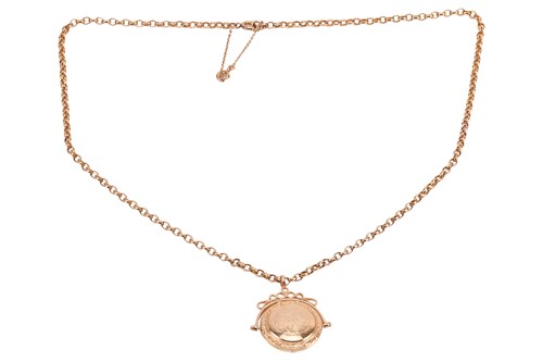 Lot 88 - A 9ct gold swivel locket pendant on chain, the...