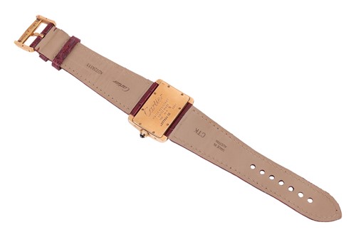Lot 356 - Cartier 18ct Gold Tank Divan Wristwatch...