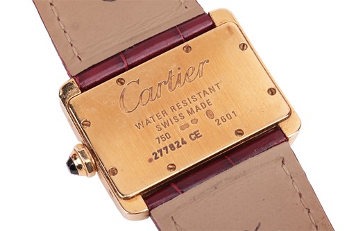Lot 356 - Cartier 18ct Gold Tank Divan Wristwatch...