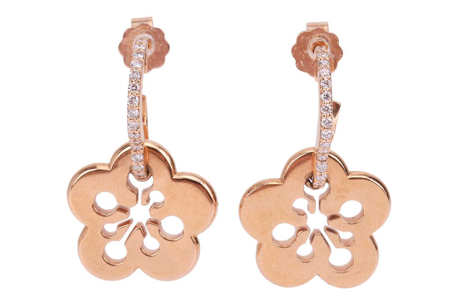Lot 98 - Boodles - a pair of "Blossom" drop earrings in...