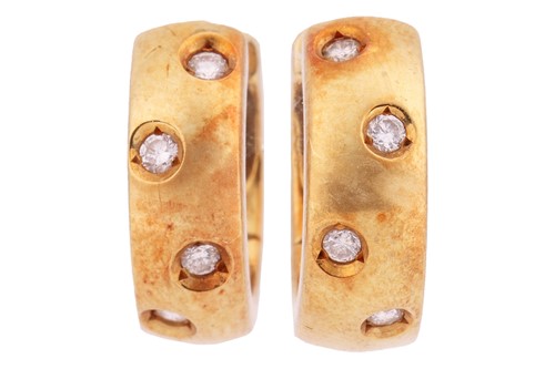Lot 64 - Roberto Coin - a pair of diamond-set huggie...