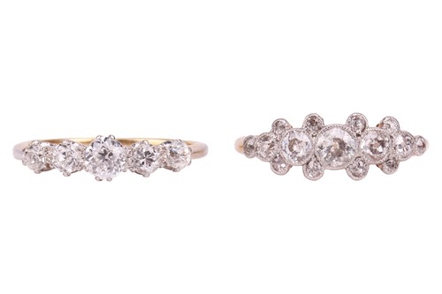 Lot 314 - Two diamond-set dress rings, comprising; an...