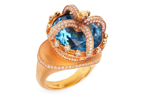 Lot 52 - A gem-set coronet ring, the stylised crown set...