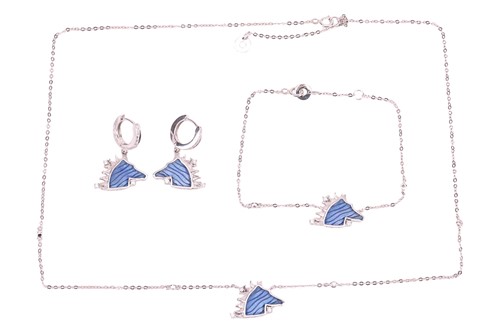 Lot 47 - A modern blue-glass and diamond demi-parure by...