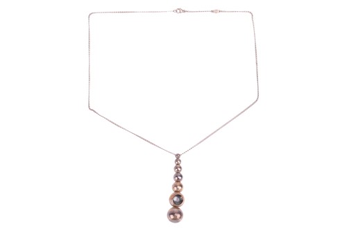Lot 345 - Georg Jensen - a 'Cave' pendant on chain,...