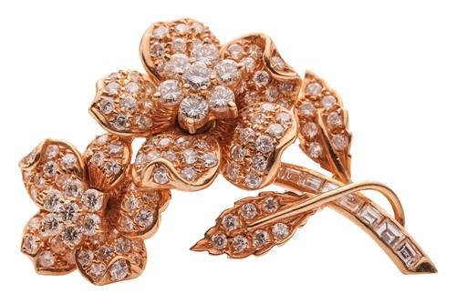 Lot 285 - A diamond-set en tremblant spray brooch, with...