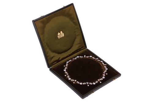Lot 49 - An Art Nouveau floral fringe necklace set with...