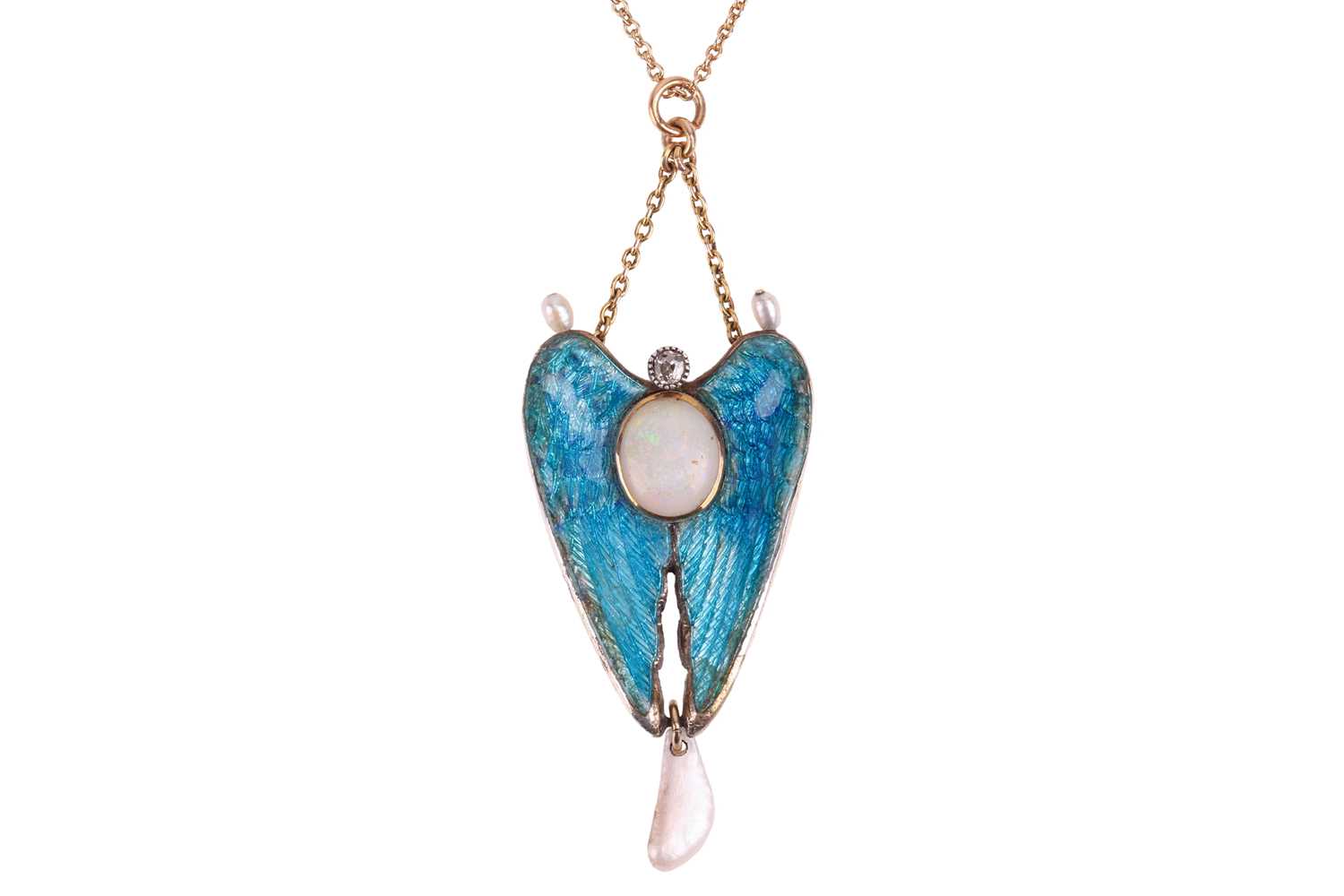 Lot Child & Child - A gem-set enamel wing pendant...