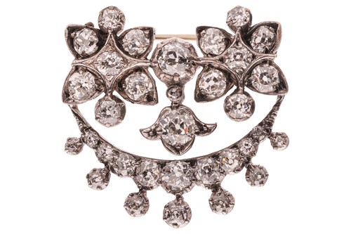 Lot 260 - A Victorian old-cut diamond brooch, of floral...