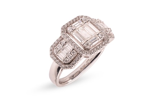 Lot 328 - A diamond-set dress ring, of geometric design,...