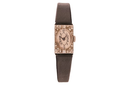 Lot 369 - A diamond-set wristwatch, comprising a 14mm x...