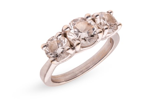 Lot 259 - A laboratory-grown diamond three-stone ring,...