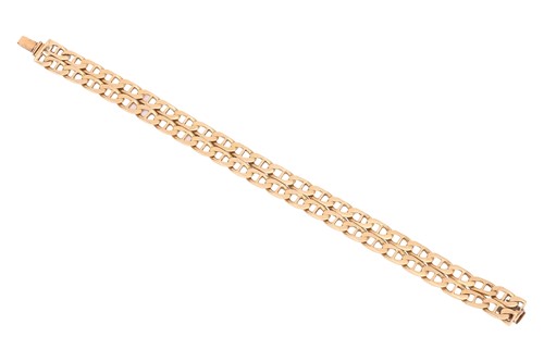 Lot 296 - A double-row flat anchor link bracelet,...