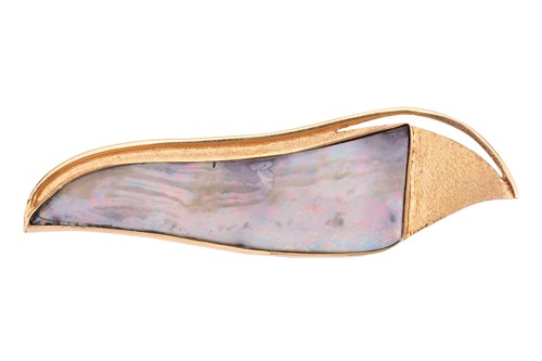 Lot 60 - A boulder opal brooch, of abstract design,...