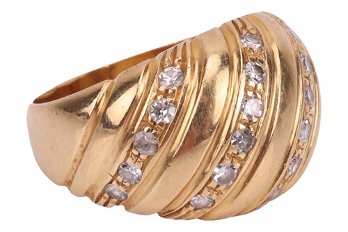 Lot 63 - Grima - a diamond-set bombe ring, of ribbed...
