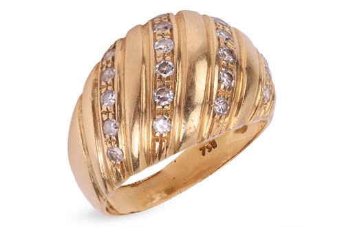 Lot 63 - Grima - a diamond-set bombe ring, of ribbed...