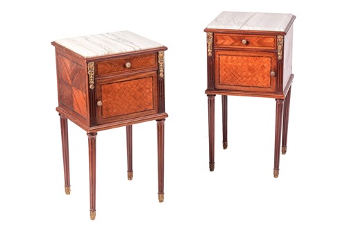 Lot 122 - A pair of Louis XVI style mahogany and...