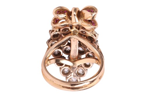 Lot 18 - A diamond and ruby cocktail ring, in the form...
