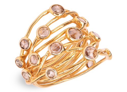 Lot 300 - A dress ring set with rose-cut diamonds, band...